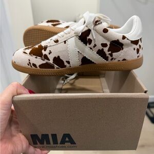 MIA  Cow Spot Sneakers in White and Brown